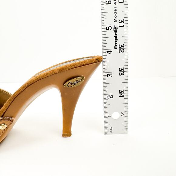 Candie's Vintage Faux Leather Sequin Clog Open Toe Stilleto Sandals 7.5 Boho y2k - Picture 10 of 13